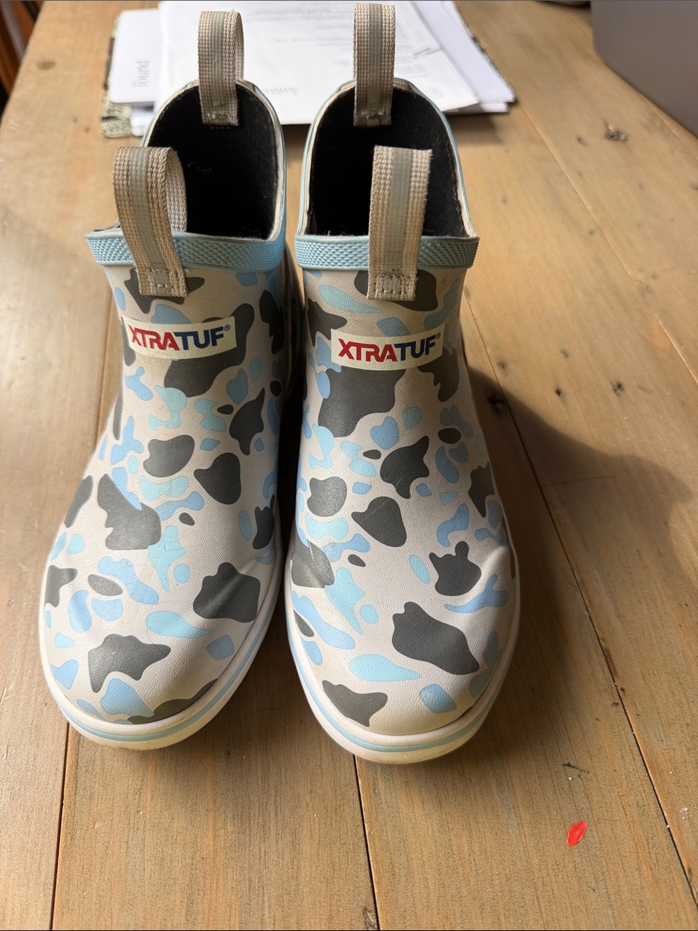 XTRATUF Kids' Camouflage Rain & Snow Boots in Light Blue and Gray